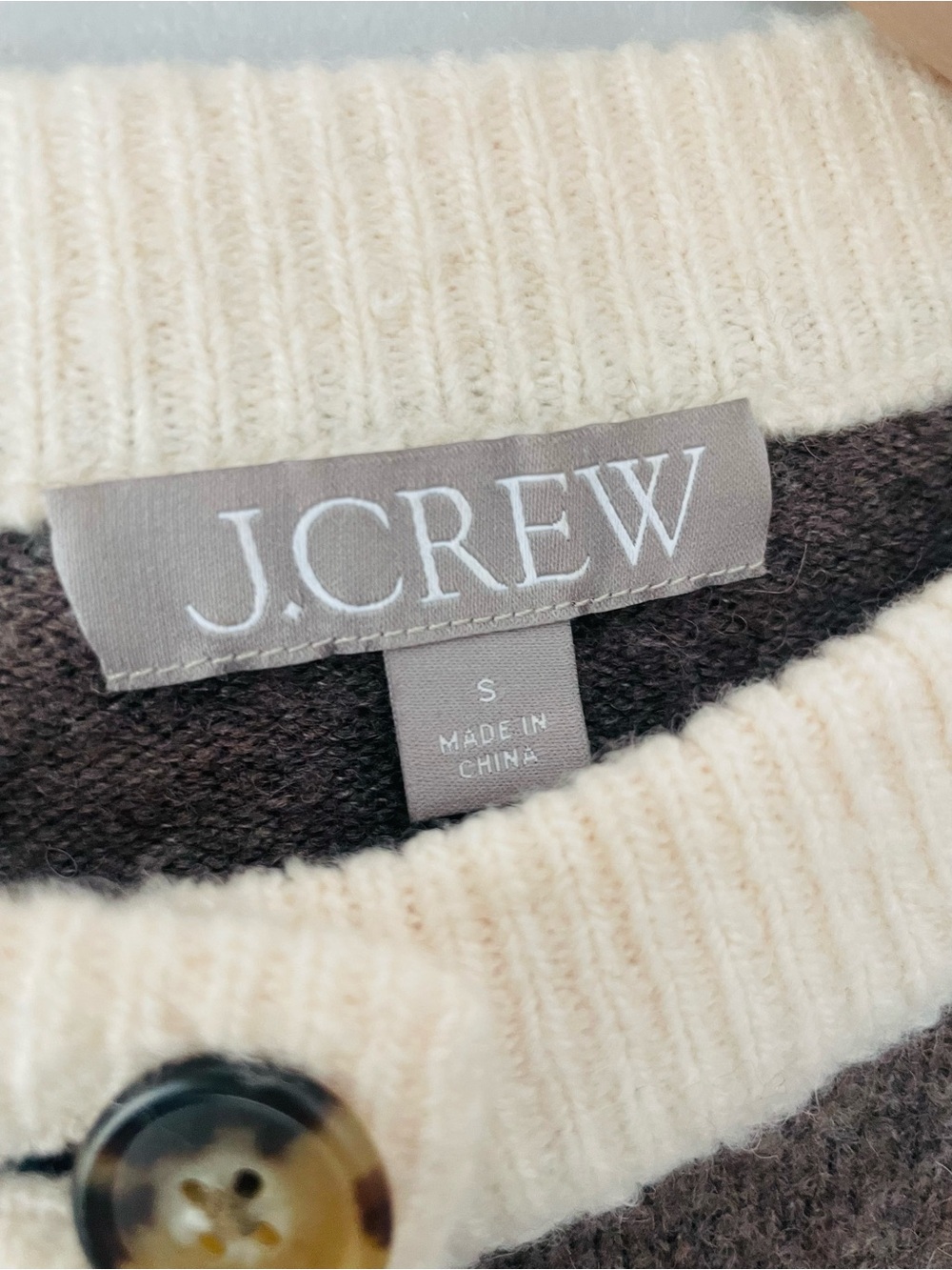 J. Crew Brown & Cream Fair Isle Knit Cardigan Sweater RARE - Picture 4 of 8